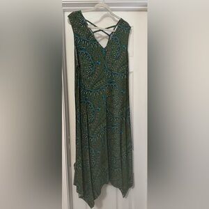 Ava & Viv Green and Blue Patterned Dress